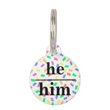 彼は代名詞と名前ラウンドペットタグ