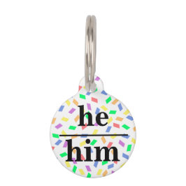 彼は代名詞と名前ラウンドペットタグ ペット　ネームタグ