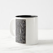 彼は何を…ハート? ツートーンマグカップ (正面左)