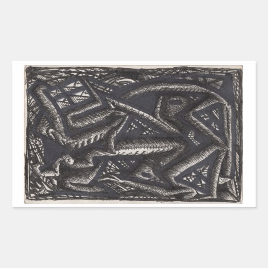 彼は何を…ハート? 長方形シール (正面)