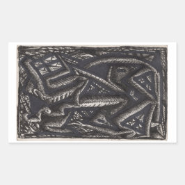 彼は何を…ハート? 長方形シール