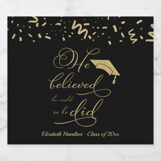 彼は信じ思う通りにパーティーを卒業した スパークリングワインラベル (シングルラベル)