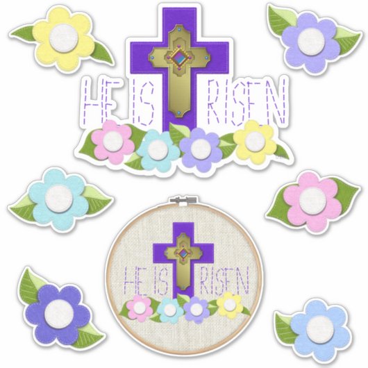 彼は刺繍フープイースター感じかわいい シール (正面)