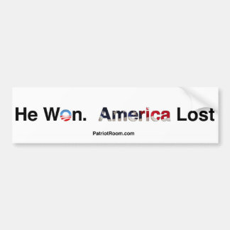彼は勝ちました。 アメリカはバンパーステッカーを失った バンパーステッカー