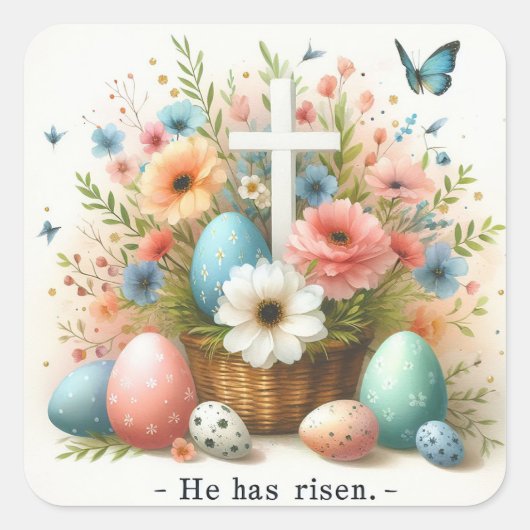 彼は十字架を起こした スクエアシール (正面)