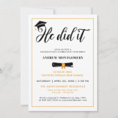 彼は卒業式キャップ・タッセル卒業式パーティー写真I 招待状 (正面)