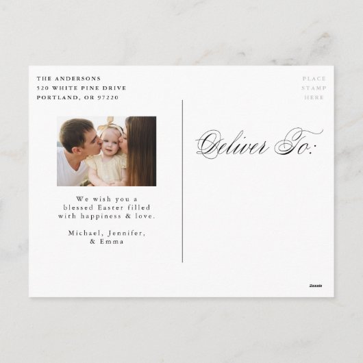 彼は台本のイースター写真を復活させた シーズンポストカード (裏面)