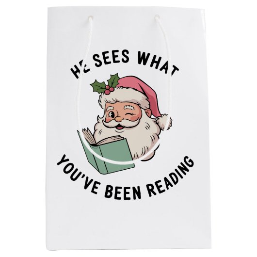 彼は君のクリスマスの本読気を見る ミディアムペーパーバッグ (正面)