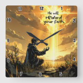 彼は君の信仰に報いる スクエア壁時計 (正面)