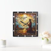 彼は君の信仰に報いる。ヘブル11 スクエア壁時計 (ホーム)