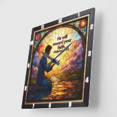 彼は君の信仰に報いる。ヘブル11 スクエア壁時計 (傾斜)