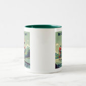 彼は女性のサイクリングを攻撃する制限時間に来ている ツートーンマグカップ (中央)