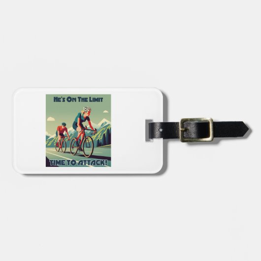彼は女性のサイクリングを攻撃する制限時間に来ている ラゲッジタグ (正面横)