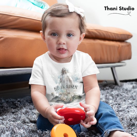 彼は宗教上の復活祭のキリスト教十字架を復活させた ベビーTシャツ