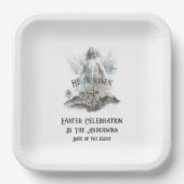 彼は宗教上の復活祭のキリスト教十字架を復活させた ペーパープレート (正面)