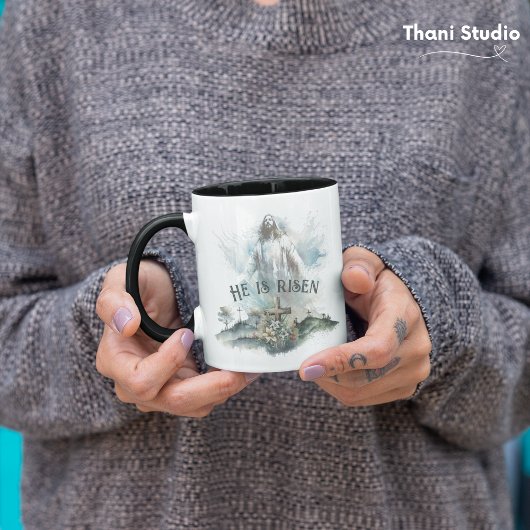 彼は宗教上の復活祭のキリスト教十字架を復活させた マグカップ
