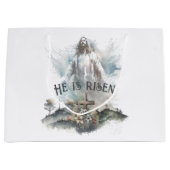 彼は宗教上の復活祭のキリスト教十字架を復活させた ラージペーパーバッグ (正面)