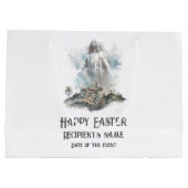 彼は宗教上の復活祭のキリスト教十字架を復活させた ラージペーパーバッグ (裏面)