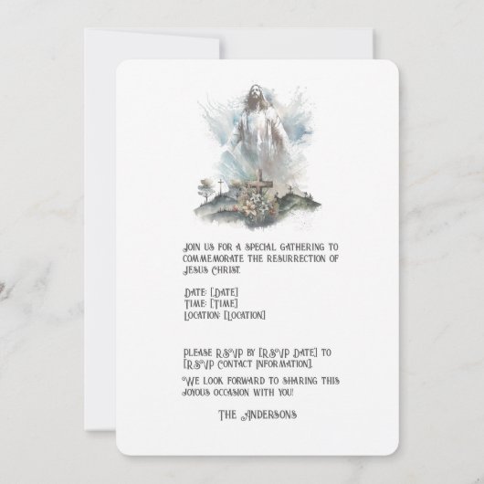 彼は宗教上の復活祭のキリスト教十字架を復活させた 招待状 (裏面)