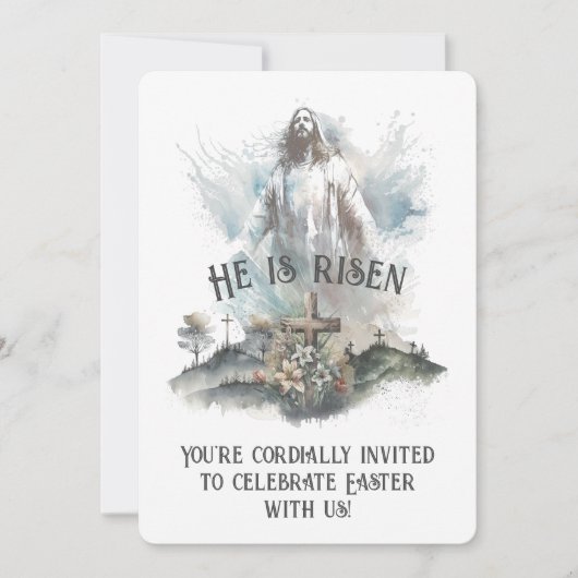彼は宗教上の復活祭のキリスト教十字架を復活させた 招待状 (正面)