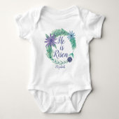 彼は宗教上の復活祭のフローラを起こしたパーソナライズされた ベビーボディスーツ (正面)