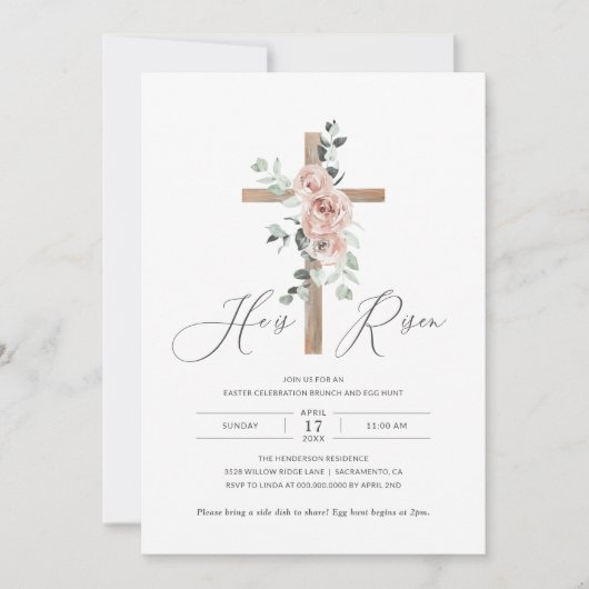 彼は宗教的なイースターブランチの卵の狩りを復活した 招待状 (正面)