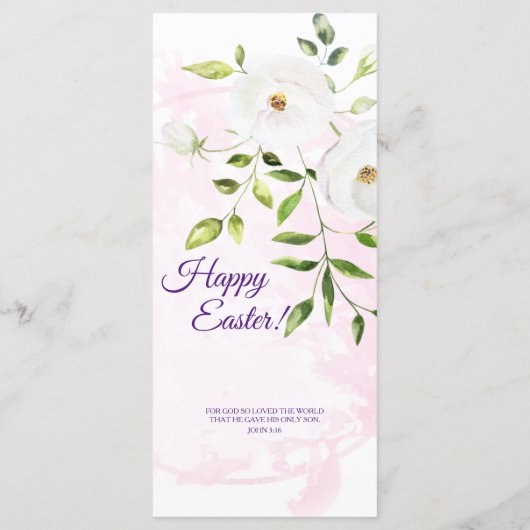 彼は宗教的なキリスト教の引用文ピンクの復活祭に昇っている メニュー (裏面)