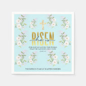 彼は宗教的なキリスト教の引用文ブルーイースターを復活させた スタンダードカクテルナプキン (正面)