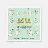 彼は宗教的なキリスト教の引用文ミント復活祭を起こした スタンダードカクテルナプキン (正面)