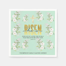 彼は宗教的なキリスト教の引用文ミント復活祭を起こした スタンダードカクテルナプキン