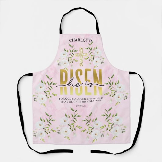 彼は宗教的なキリスト教の引用文復活祭を起こした エプロン (正面)