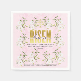 彼は宗教的なキリスト教の引用文復活祭を起こした スタンダードカクテルナプキン