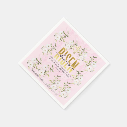 彼は宗教的なキリスト教の引用文復活祭を起こした スタンダードカクテルナプキン (角)