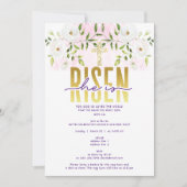 彼は宗教的なキリスト教の引用文復活祭を起こした 招待状 (正面)