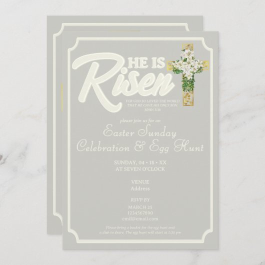 彼は宗教的なキリスト教の復活祭のお祝いを復活させた 招待状 (正面/裏面)