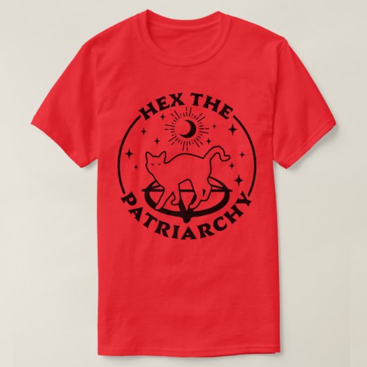 彼は家父長制フェミニストの魔女ハロウィン得猫 Tシャツ (デザイン正面)