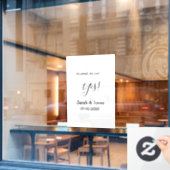 彼は尋ね、彼女はイエスと答えた シンプル ミニマルなエンゲージメント ウィンドウサイン (カフェ窓)