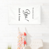 彼は尋ね、彼女はイエスと答えた シンプル ミニマルなエンゲージメント 横断幕 (インサイチュ)