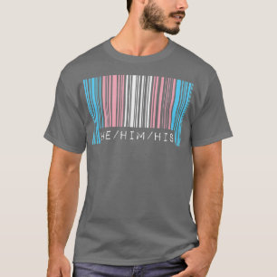 彼は彼の代名詞トランスジェンダープライド旗バーコード Tシャツ