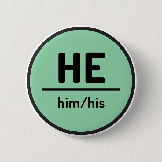 彼は彼の代名詞ボタン – 緑 缶バッジ (正面)