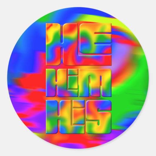 彼は彼の代名詞レインボー絞り染め ラウンドシール (正面)