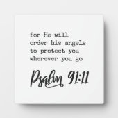 彼は彼の天使詩篇91:11サインを命じる フォトプラーク (正面)