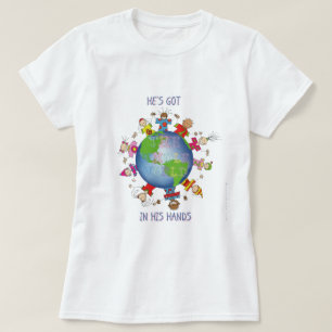彼は彼の手の全世界を持っています Tシャツ