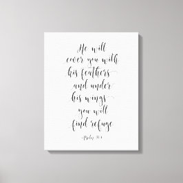 彼は彼の羽であなたを覆う， Psalm 91:4 キャンバスプリント