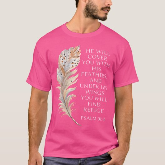 彼は彼の羽毛でカバーするイエス・バイブルCh Tシャツ (正面)