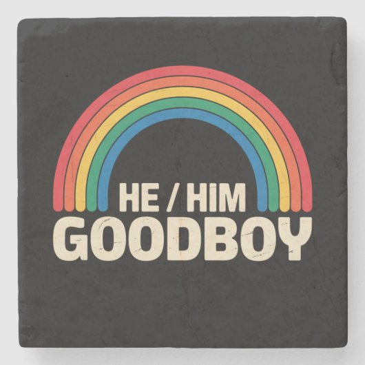 彼は彼の良い男の子レインボーLGBTQゲイプライド同盟 ストーンコースター (正面)