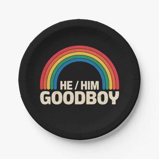 彼は彼の良い男の子レインボーLGBTQゲイプライド同盟 ペーパープレート (正面)
