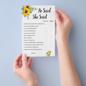 彼は彼女がひまわりのブライダルシャワーゲームカードと言った チラシ (ハンドル)
