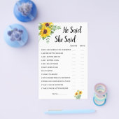 彼は彼女がひまわりのブライダルシャワーゲームカードと言った チラシ (シングル)