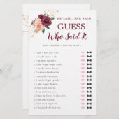 彼は彼女がほこりっぽいバラ・ブルゴーニュブライダルシャワーと言った (正面/裏面)